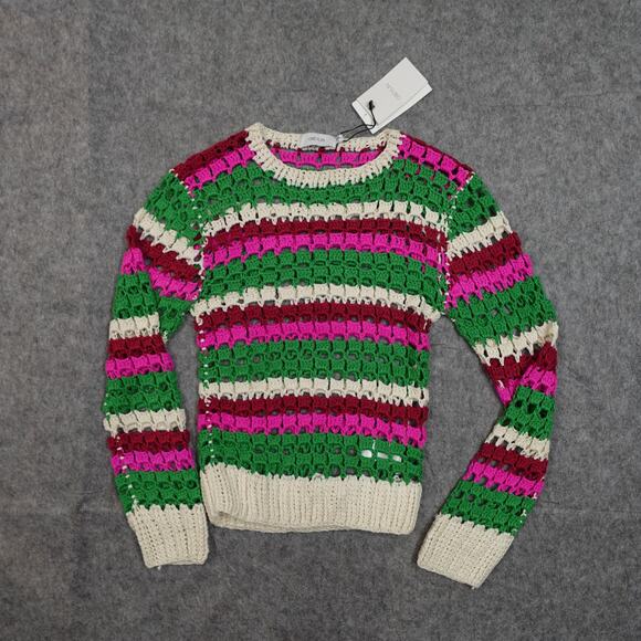 Greylin Sweater Womens Small NWT Paola Crochet Crew Neck Open Knit Multicolor - Picture 2 of 11